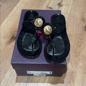 Tory Burch Black melody Sandals with Gold Medallions size 9